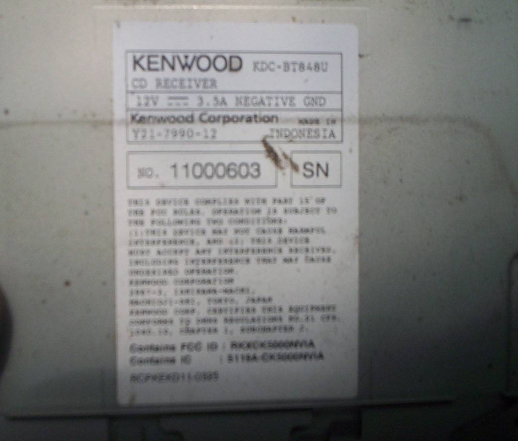 Kenwood KDC-BT848U car stereo read description first