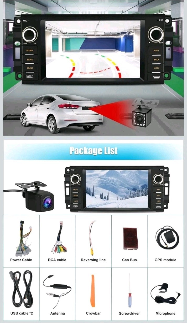 Android 13 Car Stereo 7″ Touch Screen 2+32GB for Jeep Dodge Chrysler RAM GPS BT