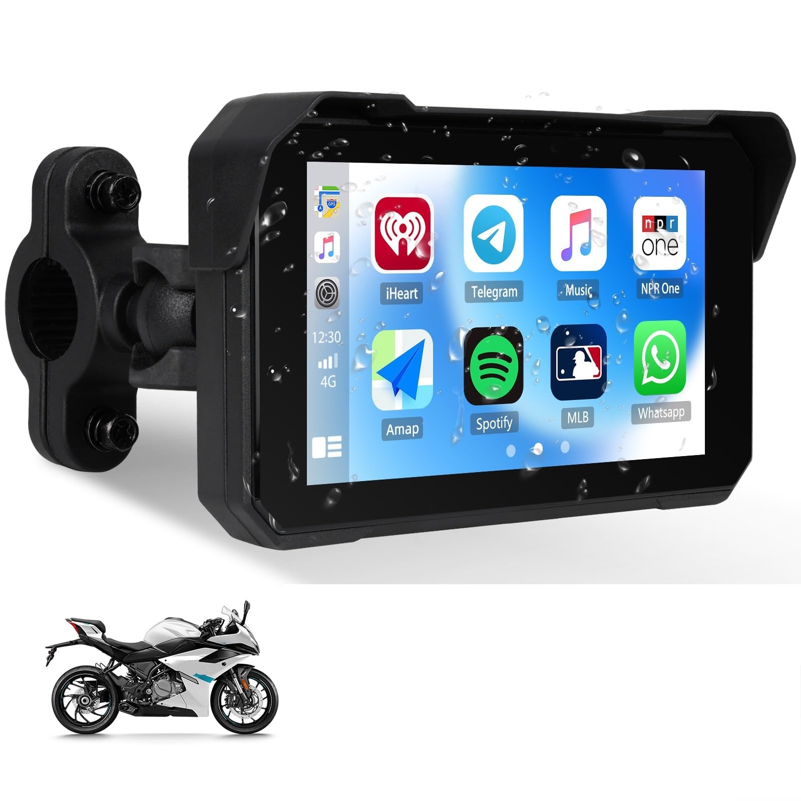 CAMECHO Wireless Motorcycle CarPlay & Android Auto 5 inch Touch Screen