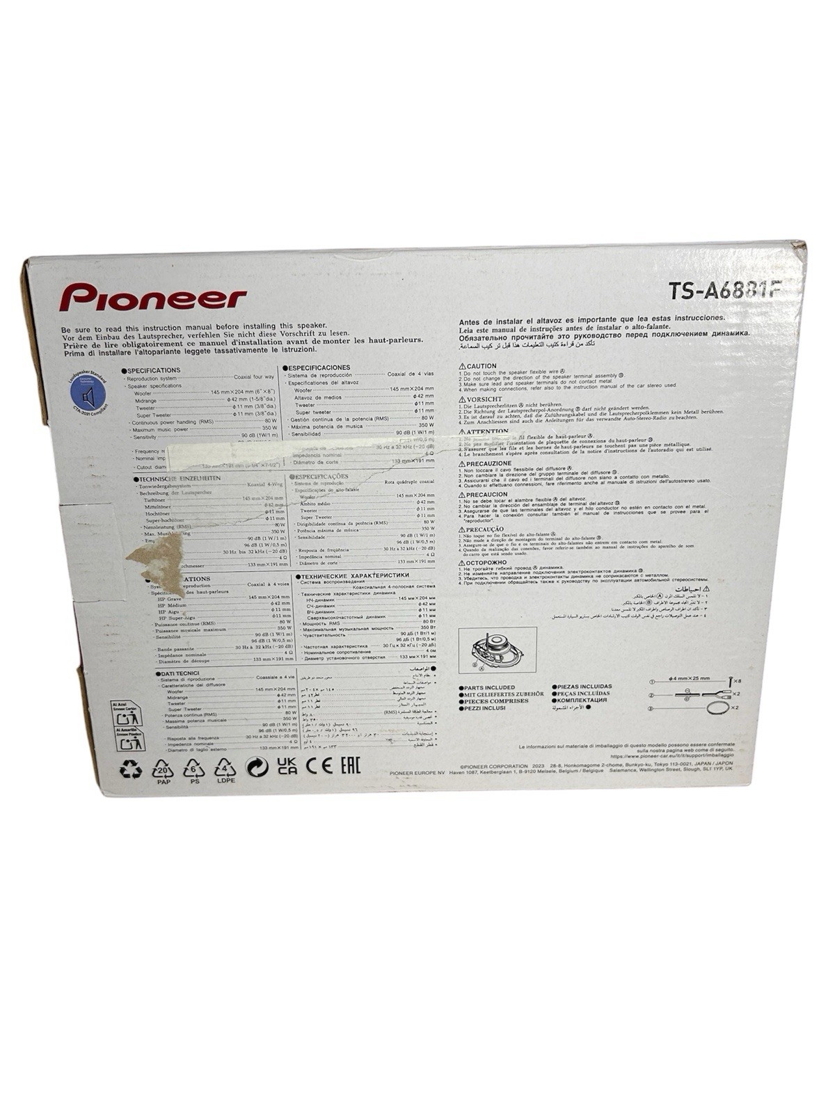 Pioneer TS-A6881F 350 Watt 6″ x 8″ 4-Way Coaxial Car Audio Speaker 6×8″ 5″ x 7″