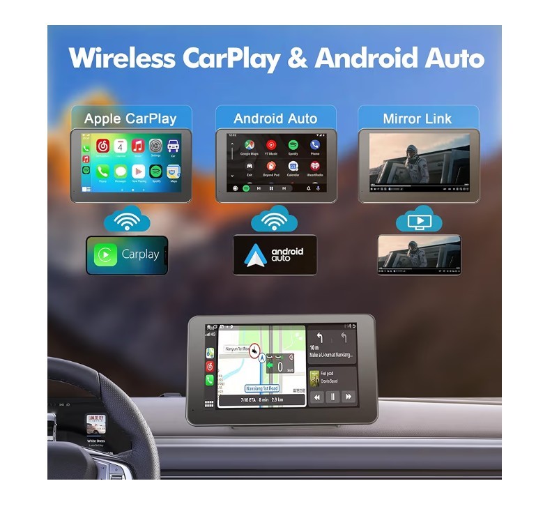 7″ HD Touch Screen Wireless Carplay & Android Auto Backup Camera Bluetooth 5.2