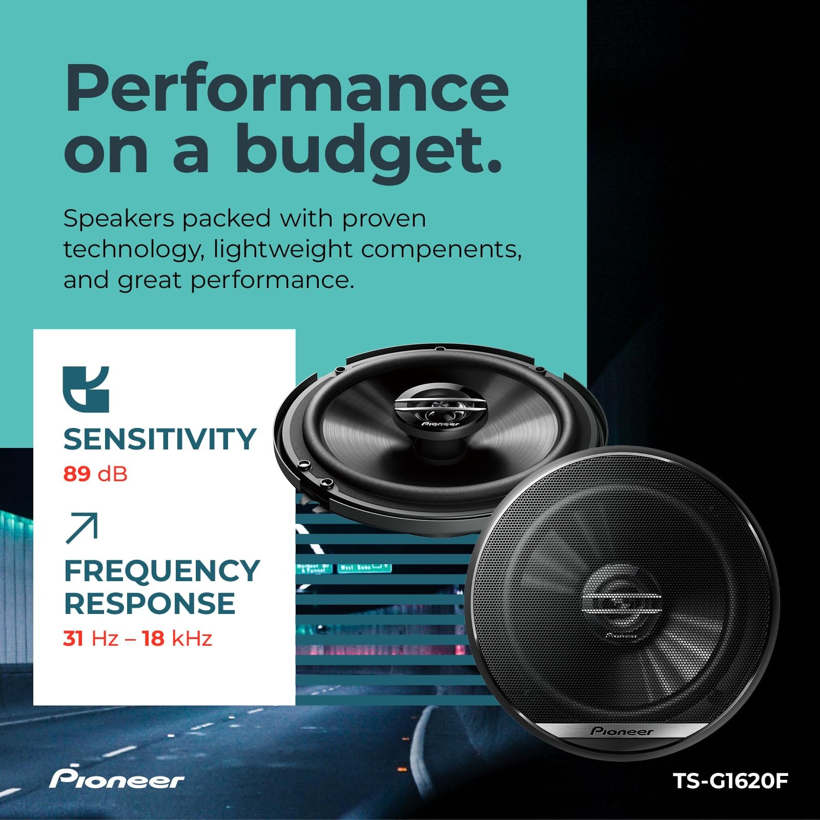 G-Series TS-G1620F 6.5” 2-Way Speakers (Pair) – 300W Max, Balanced Sound + Smoot