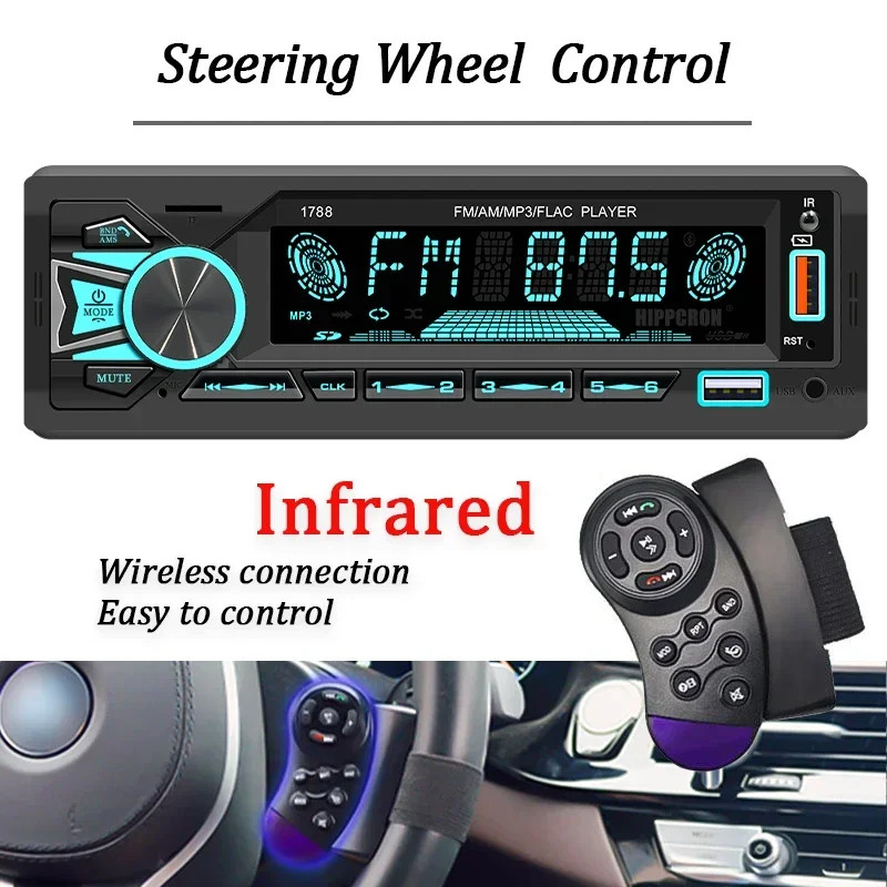 Car MP3 Player Radio Srereo Bluetooth FM Receiver Support Phone Charging USB/TF