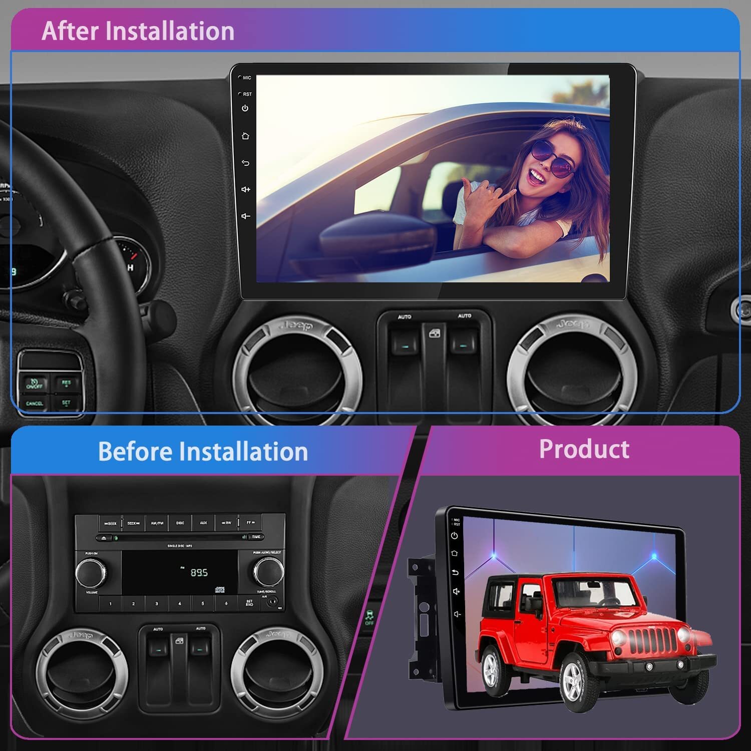 EVONAVI 10″ Car Radio Head Unit ~ GPS Carplay Android ~ Jeep Dodge Ram *3798A7E