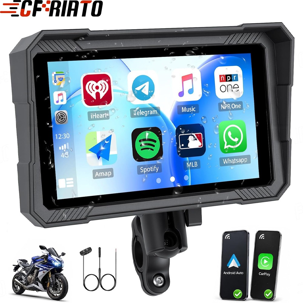 5″ Waterproof Motorcycle Portable Wireless Apple Carplay Android Auto Car Stereo