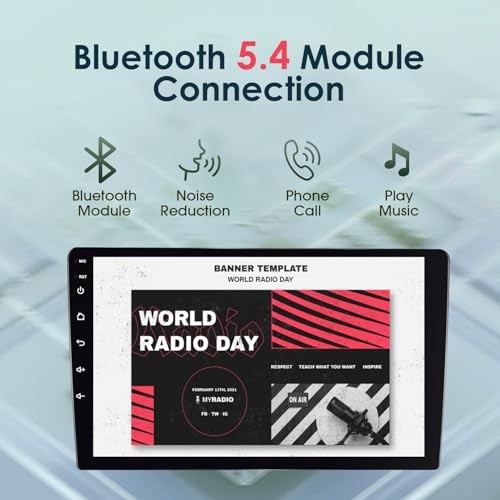 10″ WiFi 6 Wireless CarPlay Android Auto Car Stereo, 32GB Double Din HD Touch