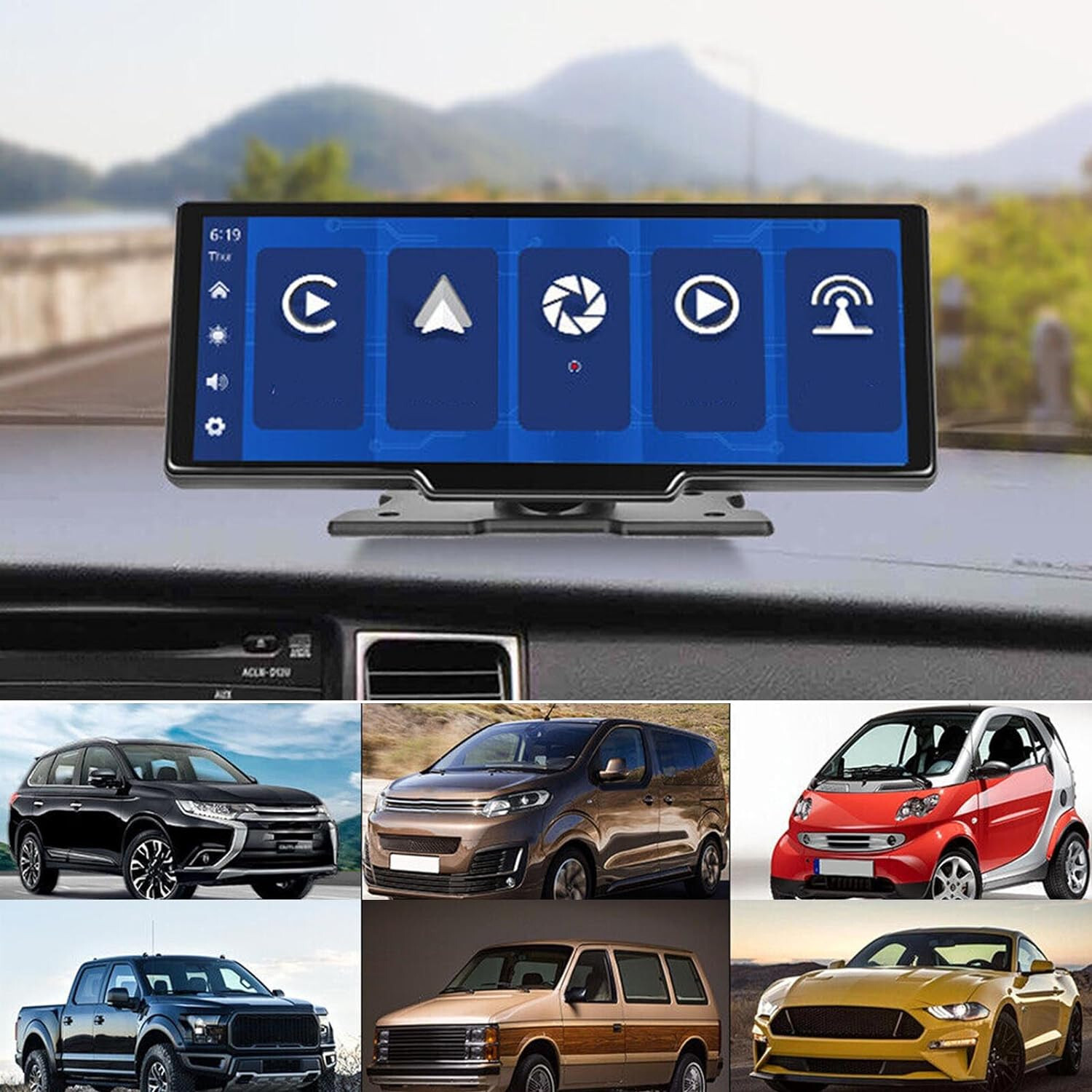 Car Stereo for Wireless Carplay Android Auto Mirror Link, 9.3inch Touch Screen