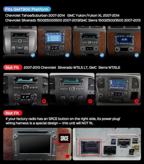 64G Car Radio Stereo for Chevy Silverado Tahoe Suburban GMC Yukon Mahogany Wood