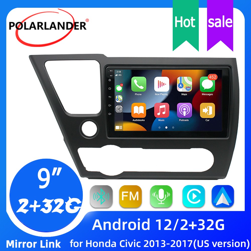 9″ CarPlay Android Auto 2+32G Car Radio Stereo for Honda Civic 2013-2017