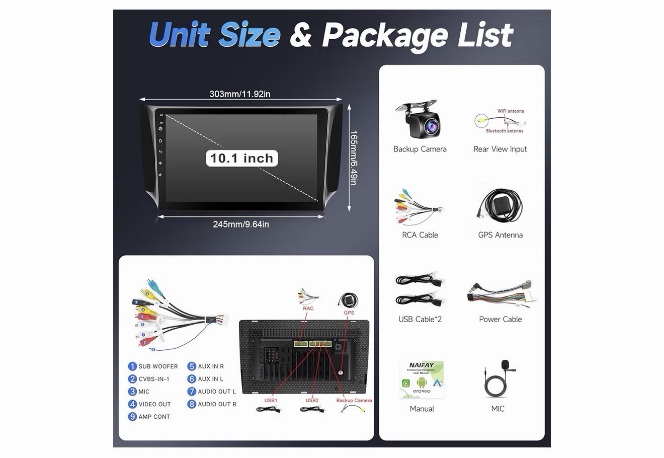 NAIFAY Car MP5 Player for Nissan Sentra 2013-2019 2 DIN GPS WiFi BT Cam