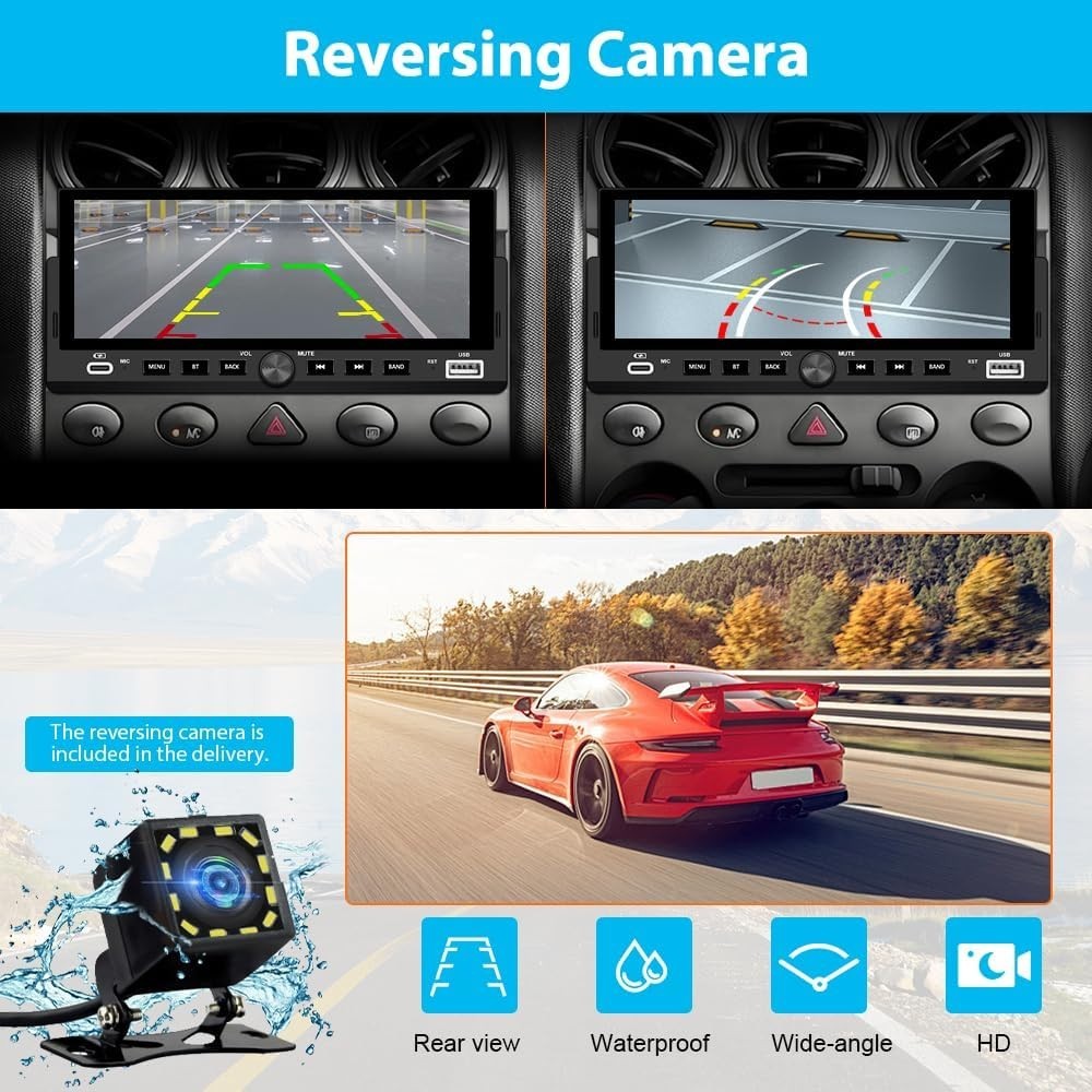 Single Din Car Stereo, 6.86 Inch CarPlay & Android Auto HD IPS Touchscreen Ra…