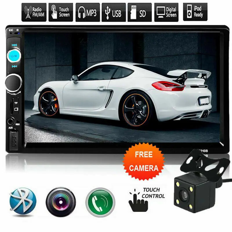 7inch HD 2Din Touch Screen Car Stereo MP5 Player Radio Android IOS USB/TF+Camera