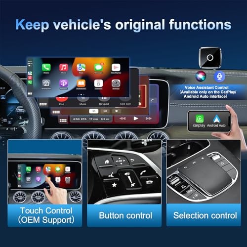 Wireless CarPlay/Android Auto Mini Adapter 2-in-1 Plug&Play Dongle for OEM