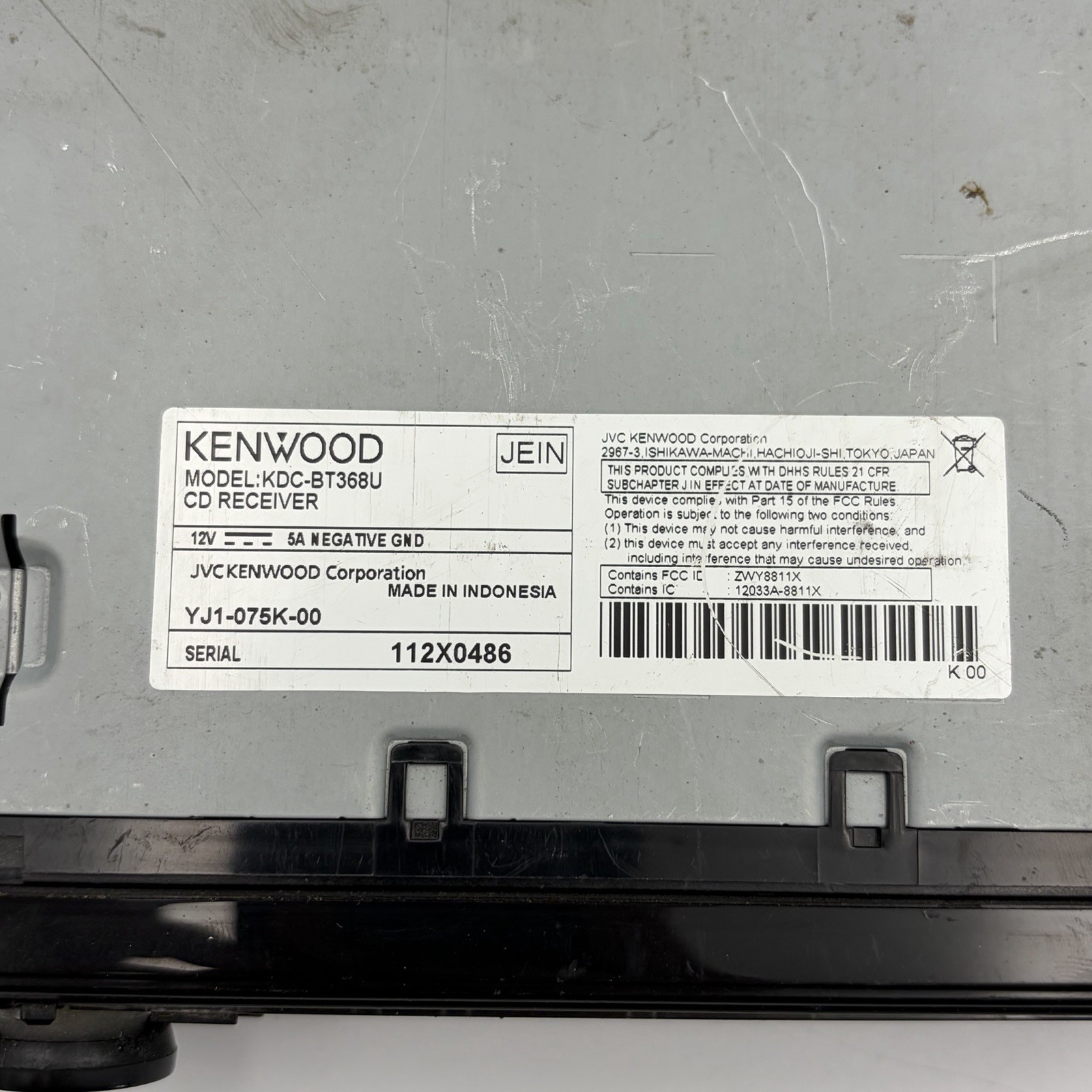 Kenwood KDC-BT368U Bluetooth – USB – AUX Input Single Din CD Car Radio Receiver