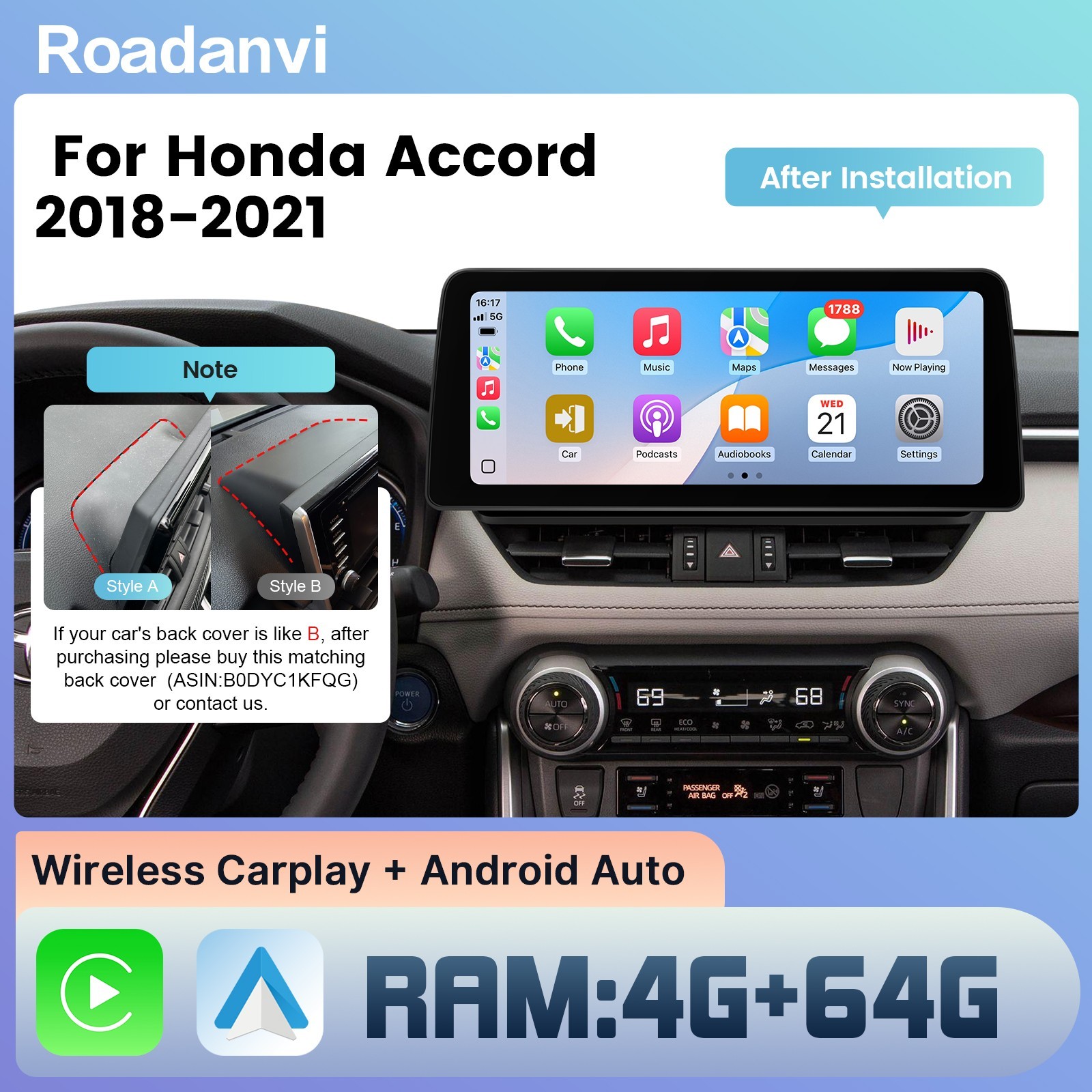 Roadanvi Car Radio for Toyota RAV4 2019-2022 CarPlay BT WiFi GPS Plug&Play Radio