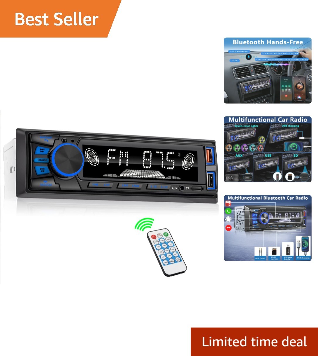 Bluetooth Car Radio Single DIN with FM AM MP3 Support and App Control