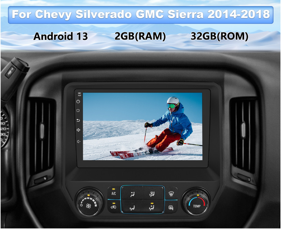Car Stereo—Chevy Silverado GMC Sierra 2014-2018 2GB+32GB w/CarPlay/Android Auto