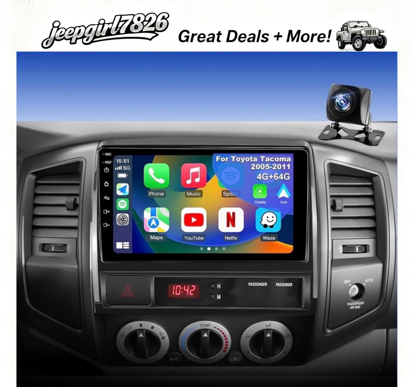 Car Stereo Radio 2005-2011 Toyota Tacoma 9” Touchscreen 4GB+64GB GPS BT