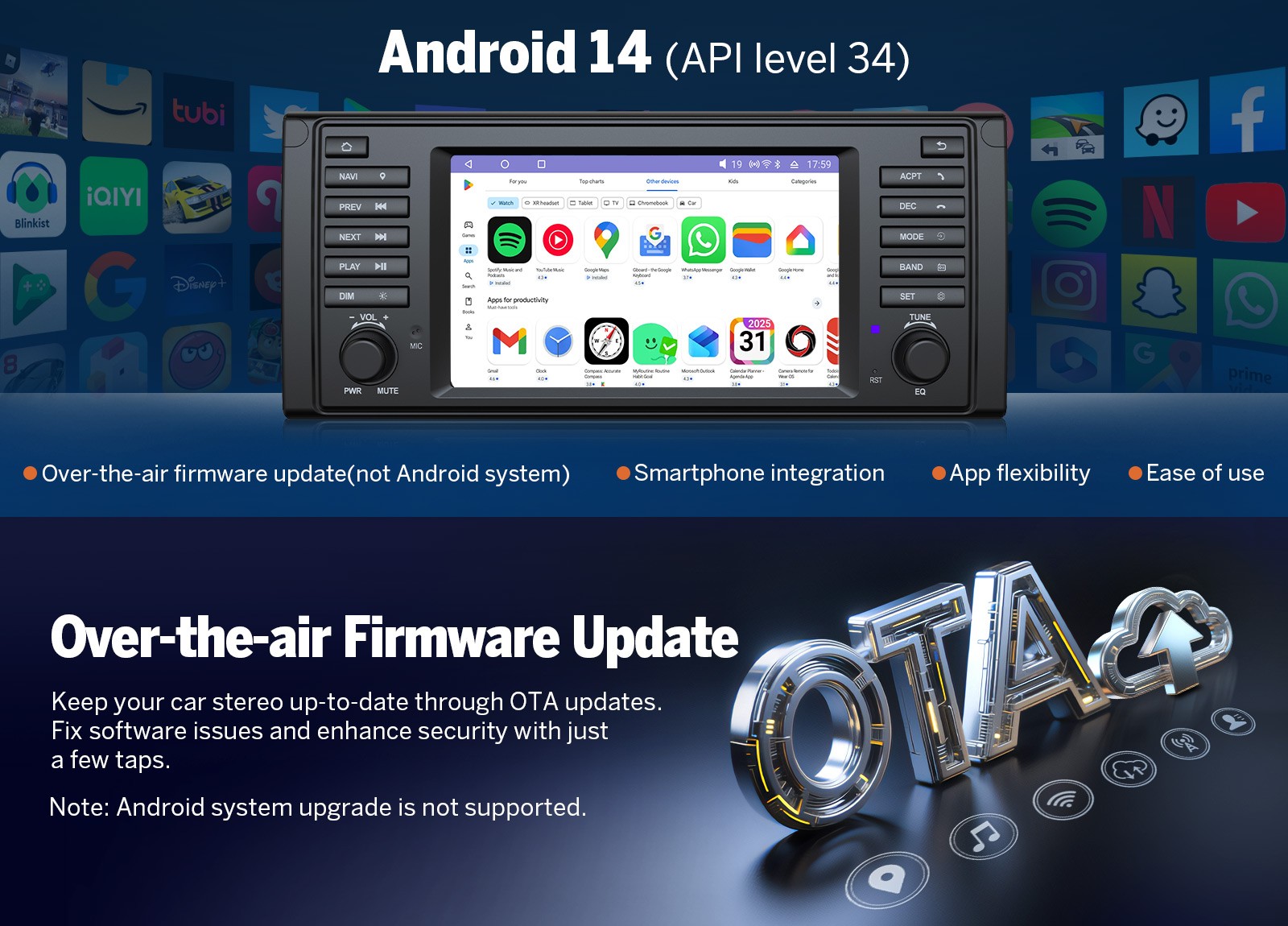 7″ Android 14 6+64GB Car GPS Stereo Radio CarPlay Head Unit DSP for BMW E39 540i