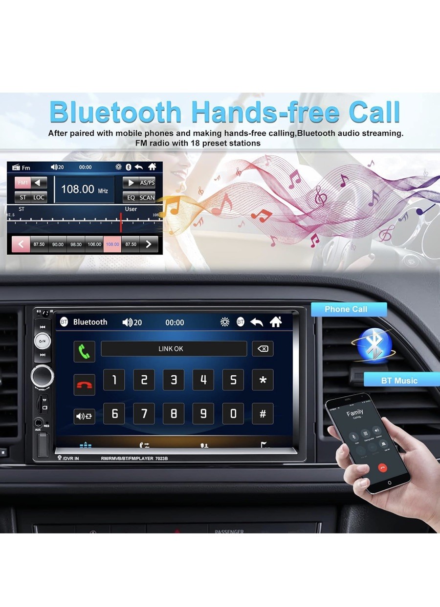 *PREMIUM* 7″ Car Radio Apple/Android Car Stereo 2 DIN, FM, BT, BACK UP CAMERA