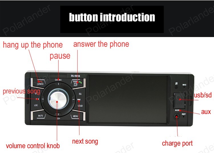Single 1 DIN USB / TF card Bluetooth Car RadioMP5 remote control AUX/SD 4.1-inch