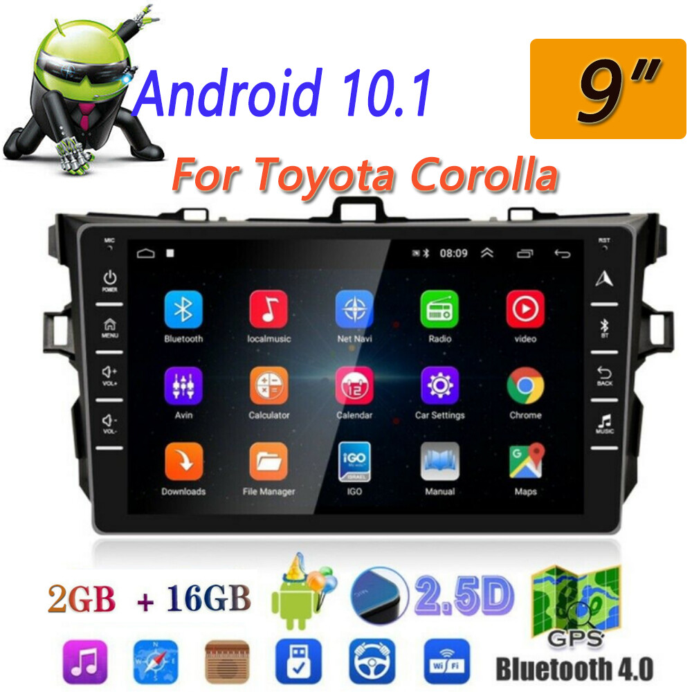 9″ Android 10.1 Car Stereo Radio WIFI FM GPS Navi For Toyota Corolla 07-13+Cam