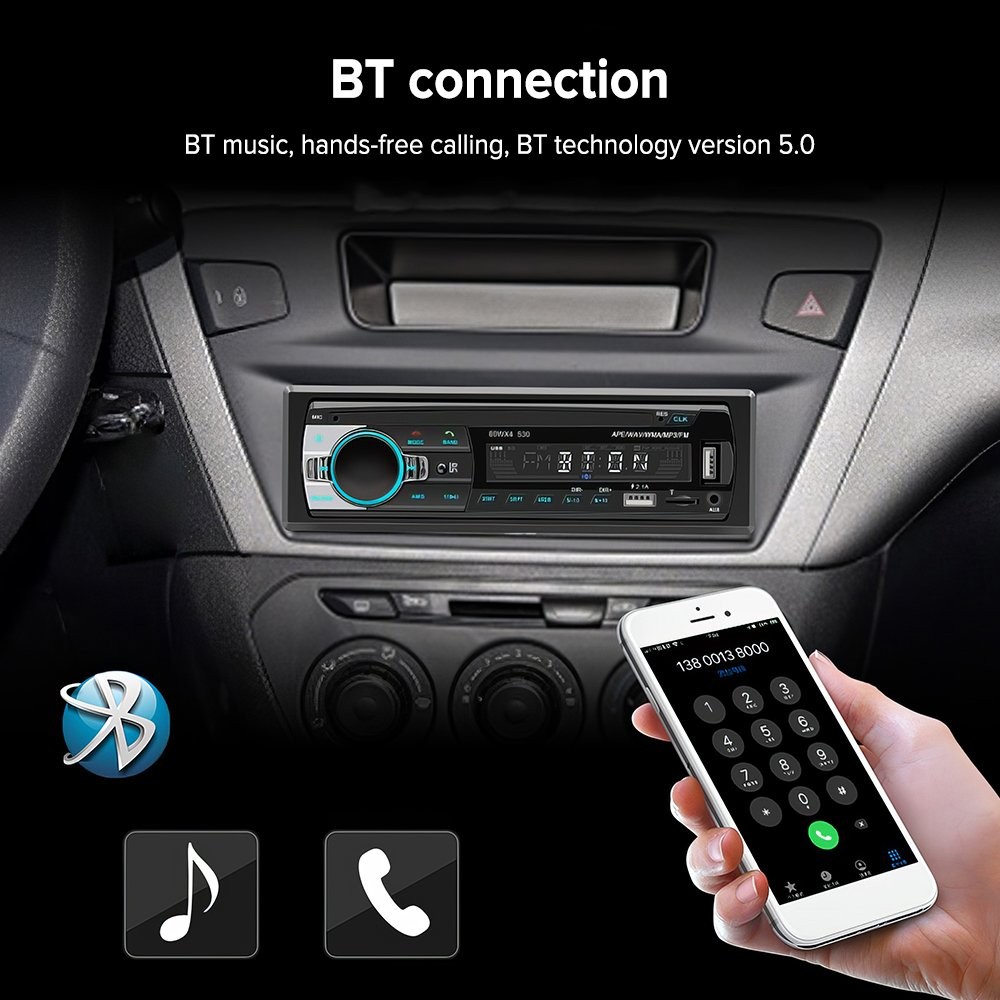 Car Radio Stereo Bluetooth FM Audio Head MP3/USB/SD/AUX In-Dash Unit Player 1Din