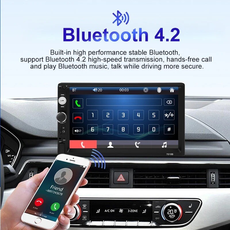 7″ Double 2 DIN Car MP5 Player Bluetooth Touch Screen Stereo Radio With Camera