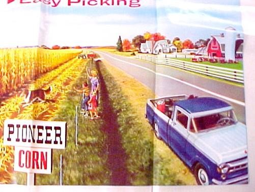 Pioneer Seed Bag John Deere Tractor Corn Picker Farm Advertising 14 X 22 Plastic