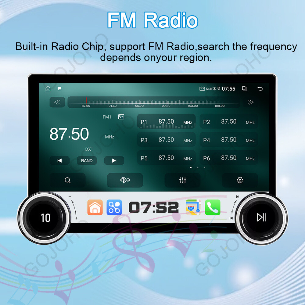 8-Core 10.1 inch Android 13 4GB+64GB Car Stereo Radio GPS Navi WiFi 2K QLED DSP