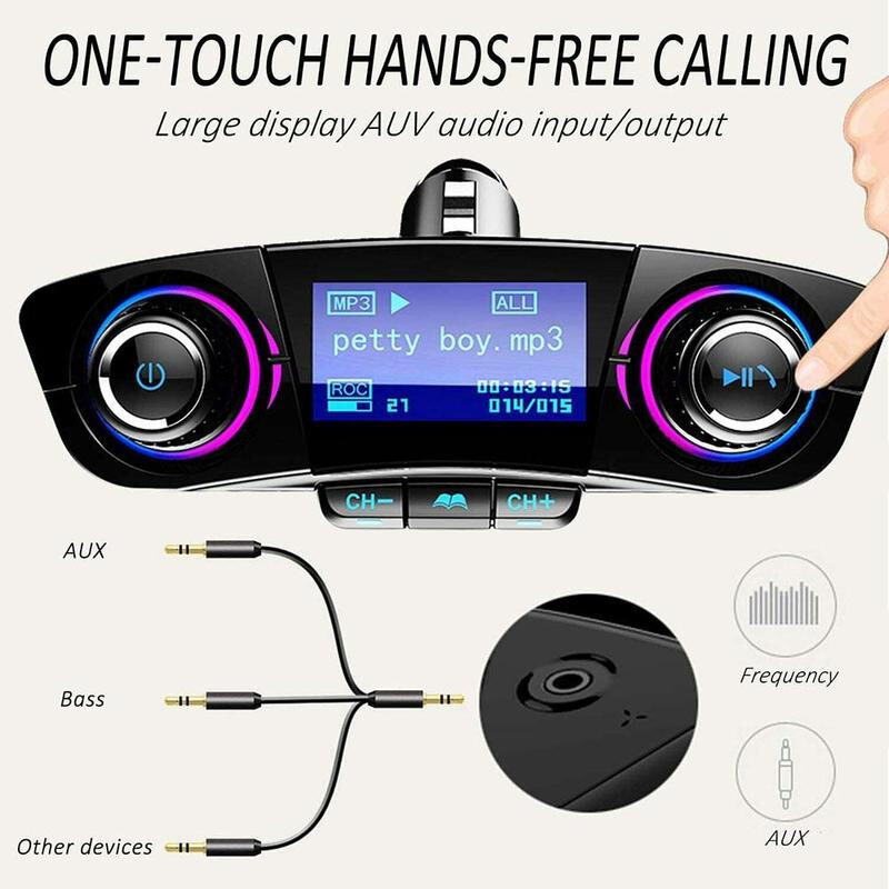 LED Screen Aux Modulator Bluetooth 4.0 Handsfree Car Kit Audio Radio MP3 Player