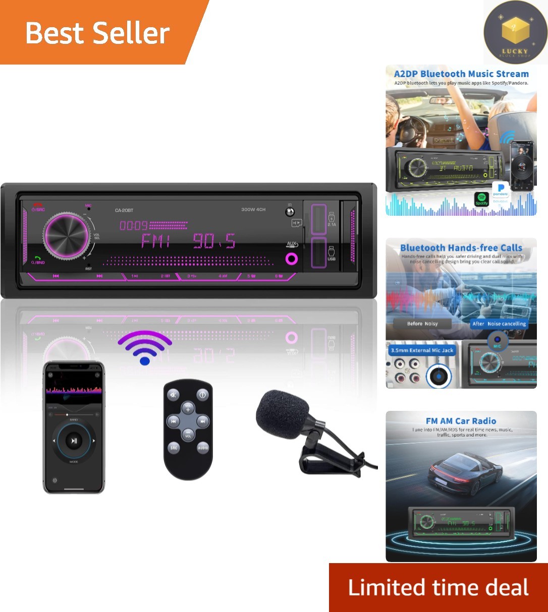 Bluetooth Car Radio – 300W Sound, Hands-Free Calls & Remote Control