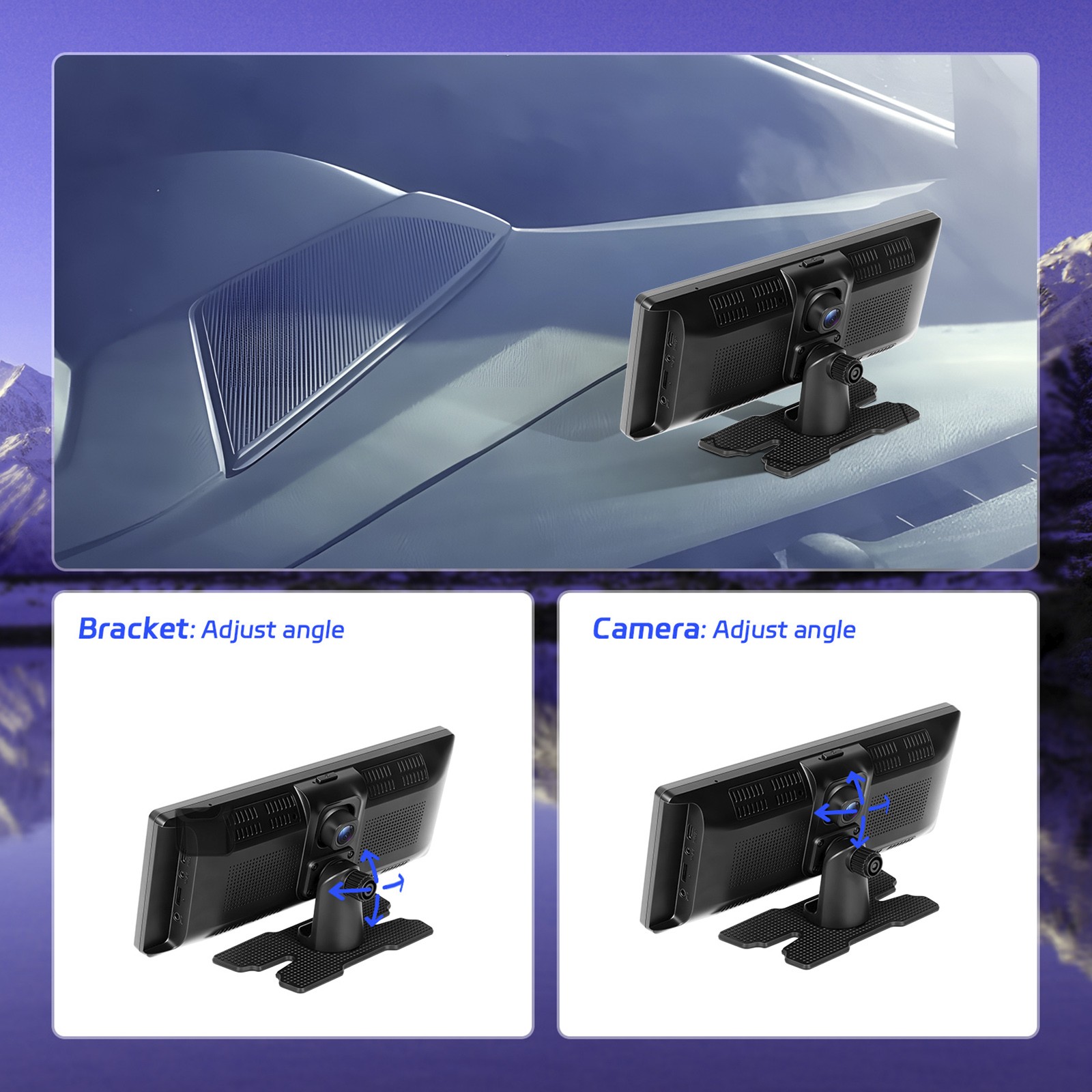 10.26″ Portable Bluetooth Car Navigation Wireless Carplay Car Radio AHD Camera