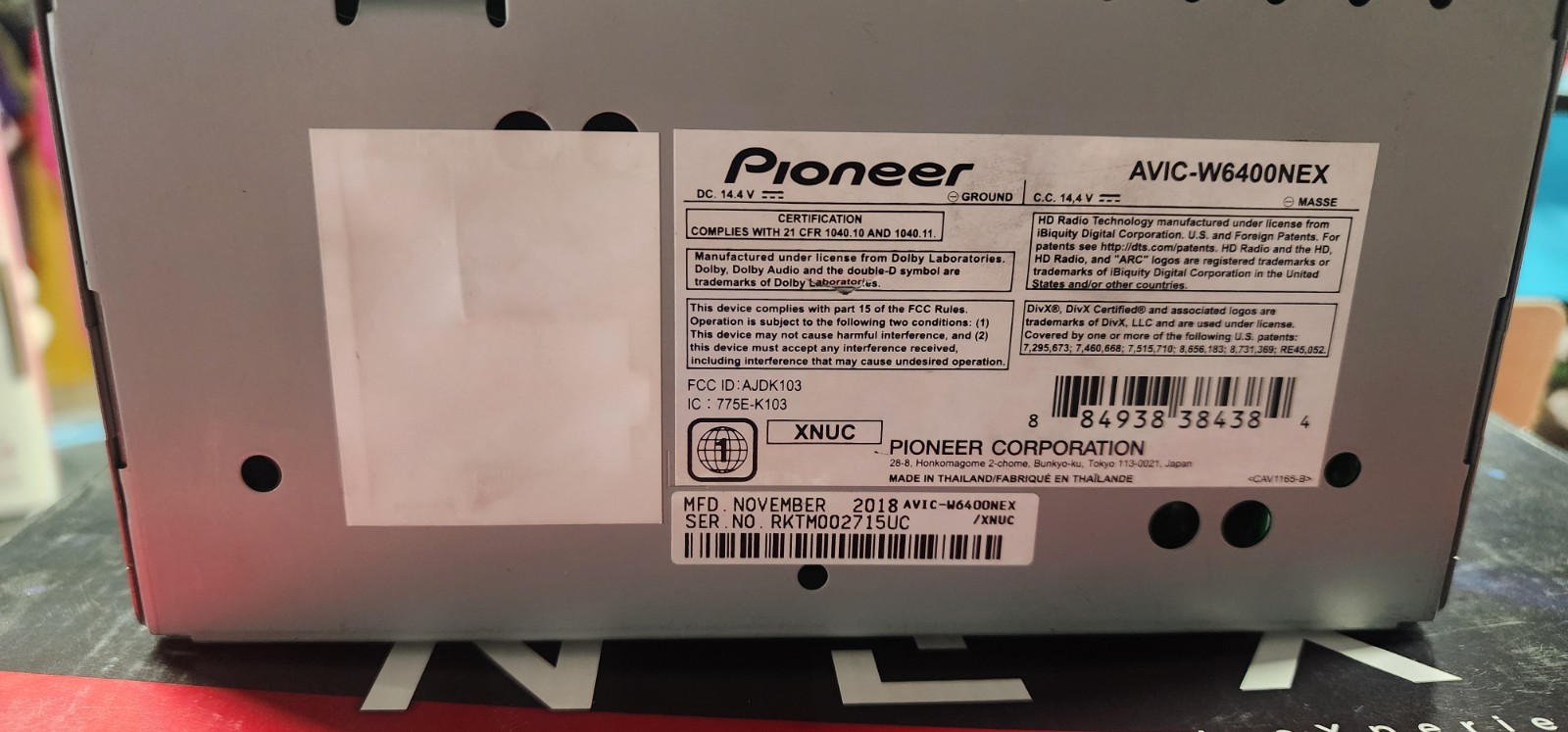 Pioneer AVIC-W6400NEX Brand new w/remote, manuals, never installed