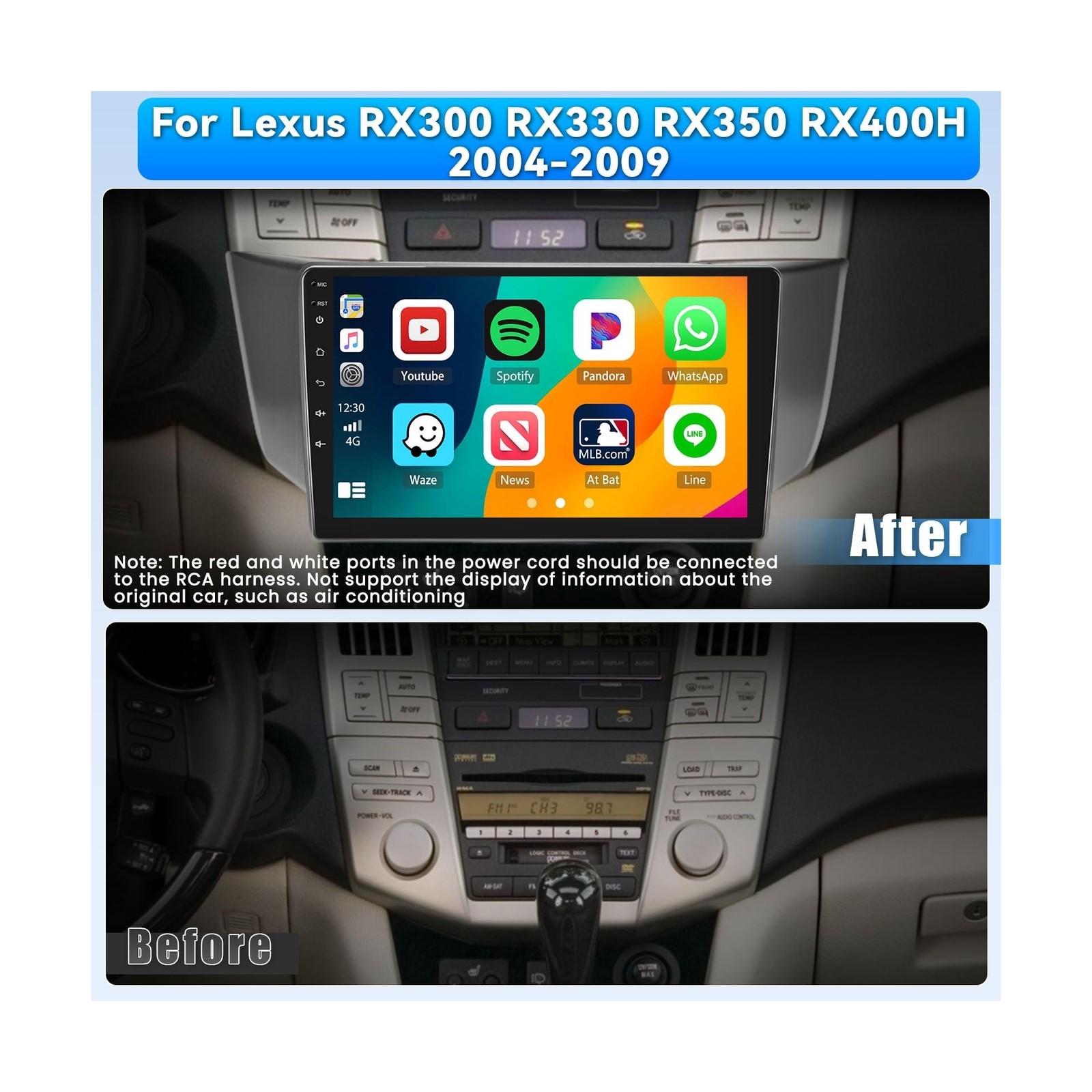 Android 15 Car Radio for Lexus RX300 RX330 RX350 RX400H 2004-2009, 9 inch Cap…