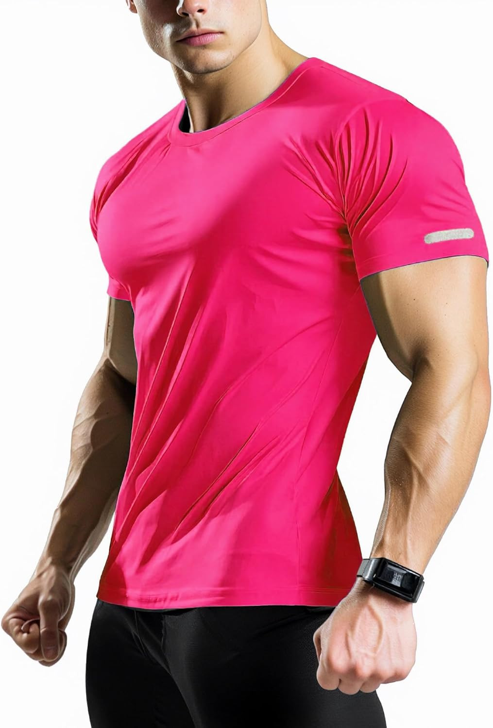 Mens Workout Shirts Fitted, Quick Dry Gym Tshirts Running Athletic Top Moisture