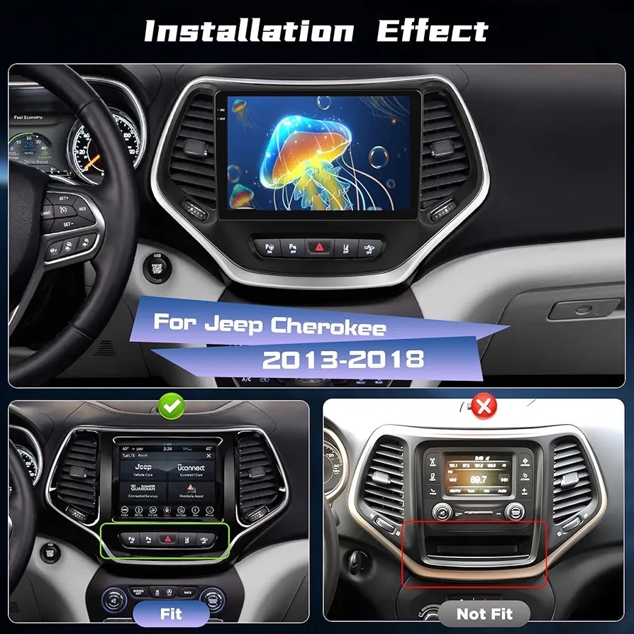 10.1″ 4+128G Android Car Radio Stereo Jeep Cherokee 2013-2018 CarPlay GPS Camera