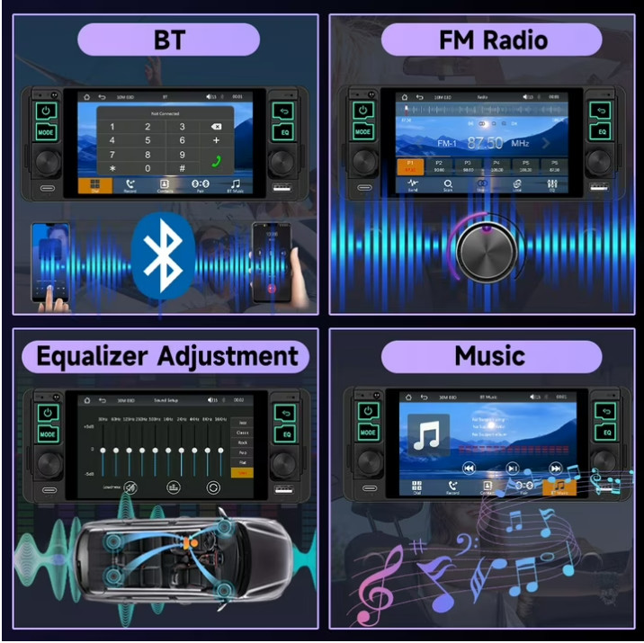 Estereo De Pantalla con Bluetooth Para Coche Carro Auto MP3 Player RM/RMVB/AVI/M