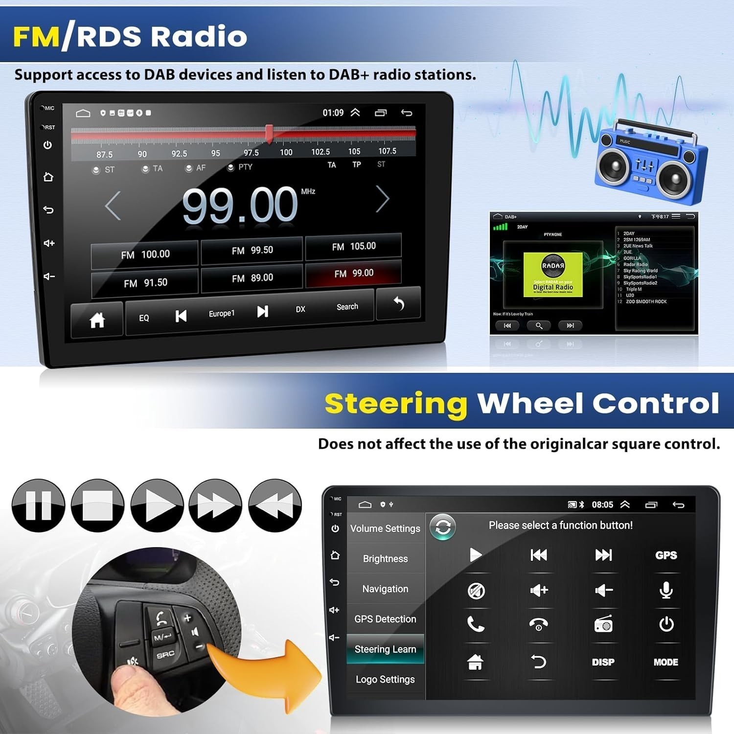 Carplay For 2014-2017 Grand Cherokee Radio Bluetooth Stereo BT WiFi FM RDS