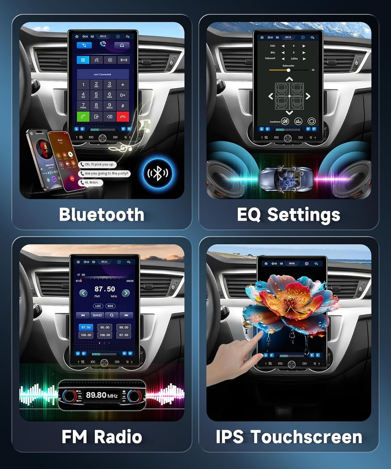 10.4 inch Single Din Car Stereo with Wireless Carplay Android Auto-2025 Upgra…