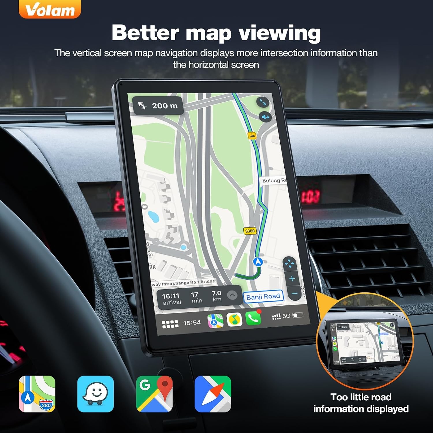 New 7″ Portable Touch Screen Car Radio Stereo Wireless CarPlay Android Auto FM