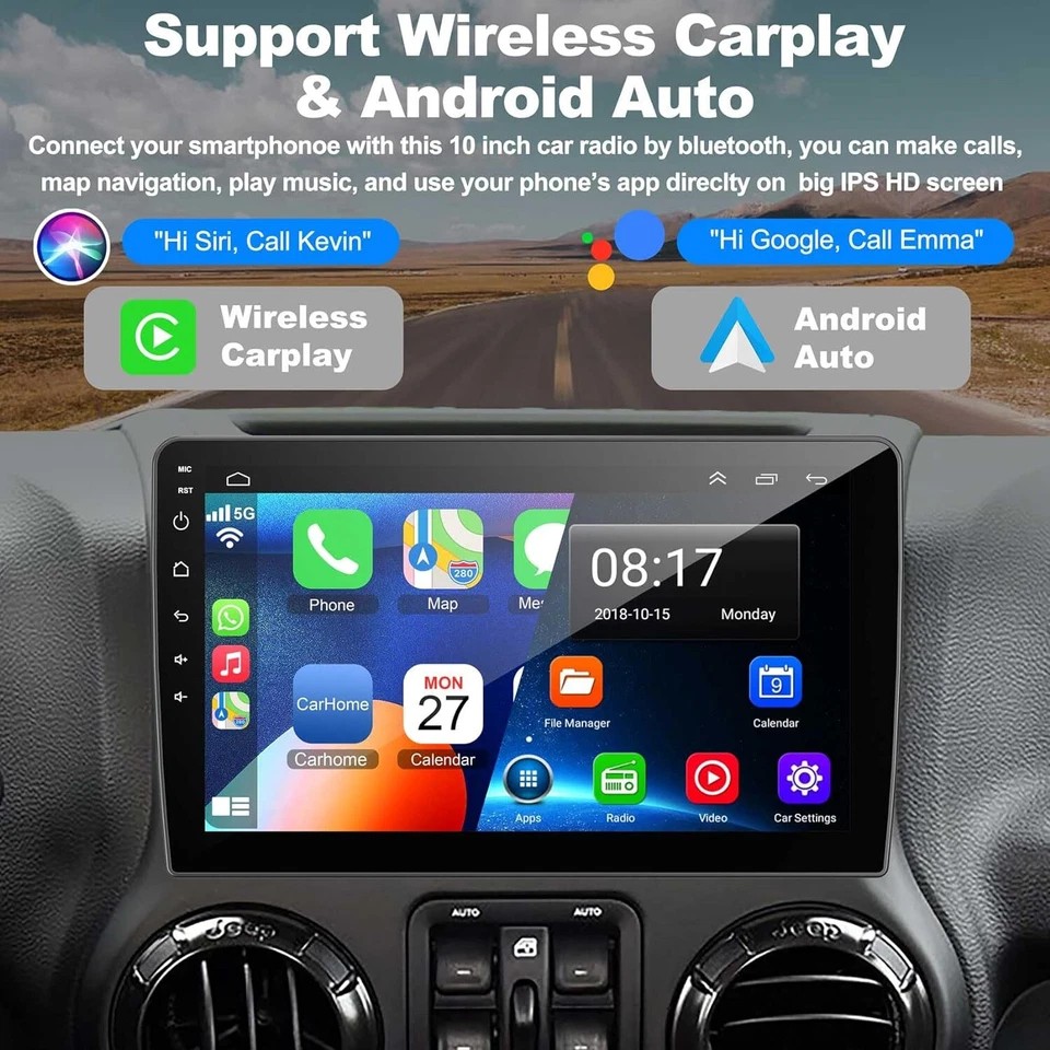 For Jeep Wrangler 2007-2017 Android 15 Car Radio Stereo Touch Screen Carplay GPS