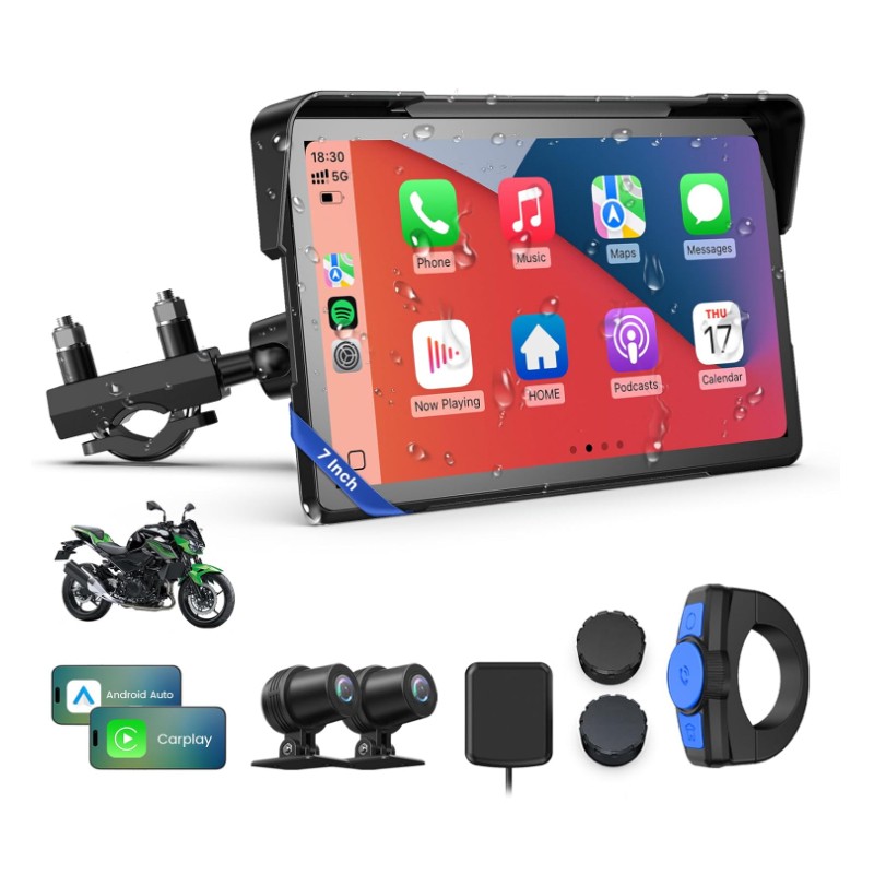 7″ Motorcycle Carplay GPS Navigation Wireless CarPlay & Android Auto Motorbike