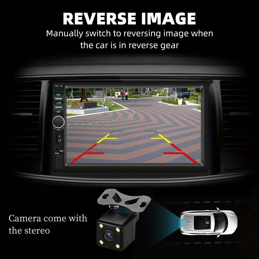 MP5 Car Player 2 Din 7 Inch Touch Screen Car Stereo Bluetooth + Backup Camera.