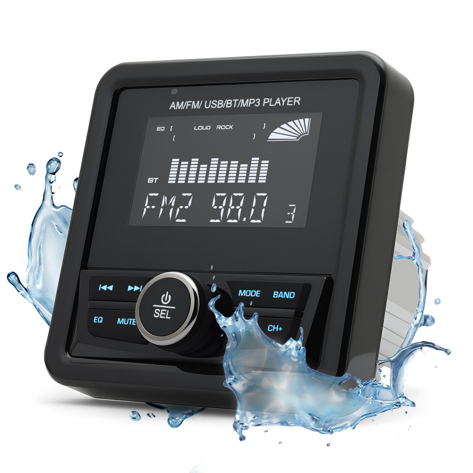 Marine Digital Media Receiver Bluetooth Waterproof LCD Display Boat Radio System