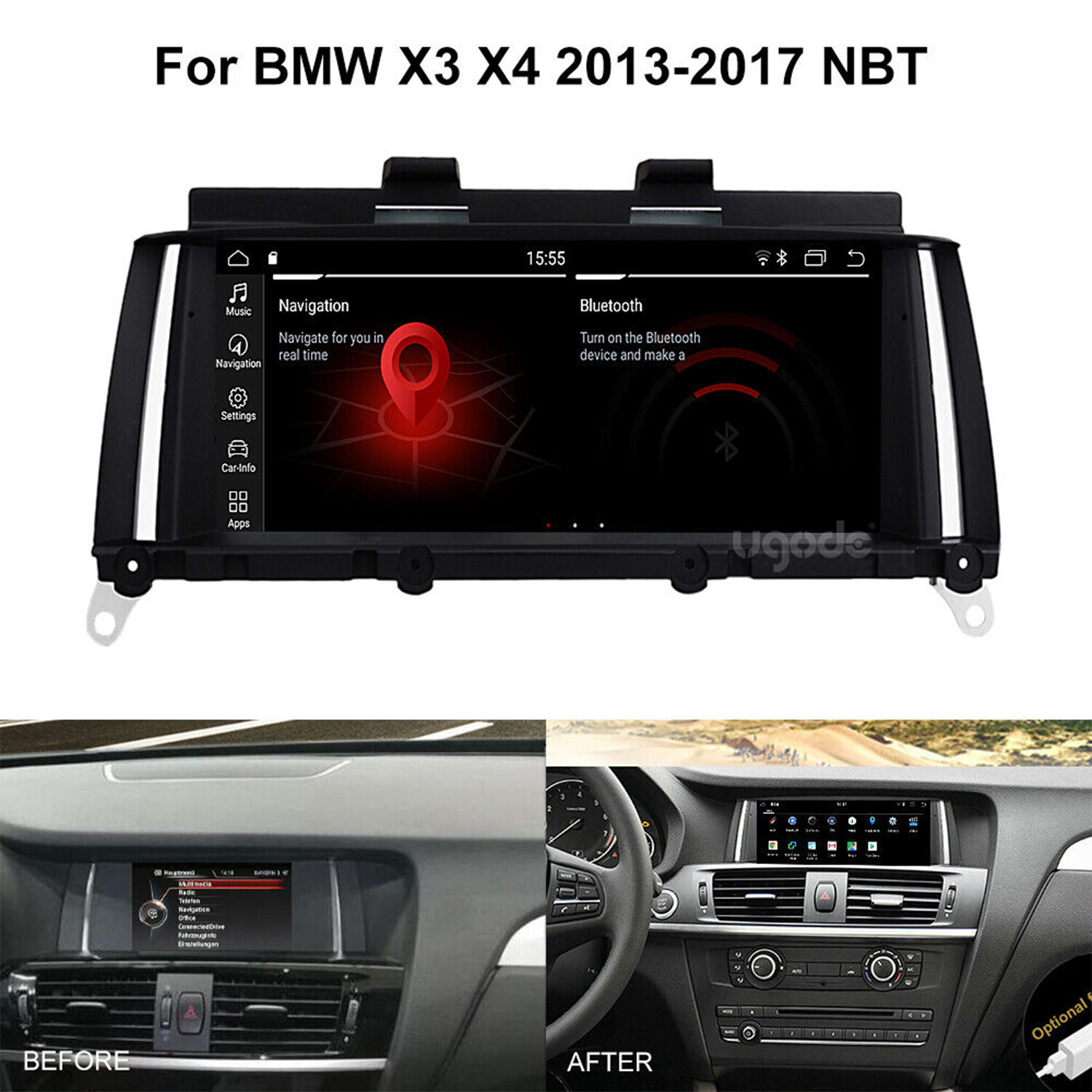 8.8in 8+128G Android13 Screen Display CARPLAY BMW X3 X4 F25 F26 2013-2017 NBT
