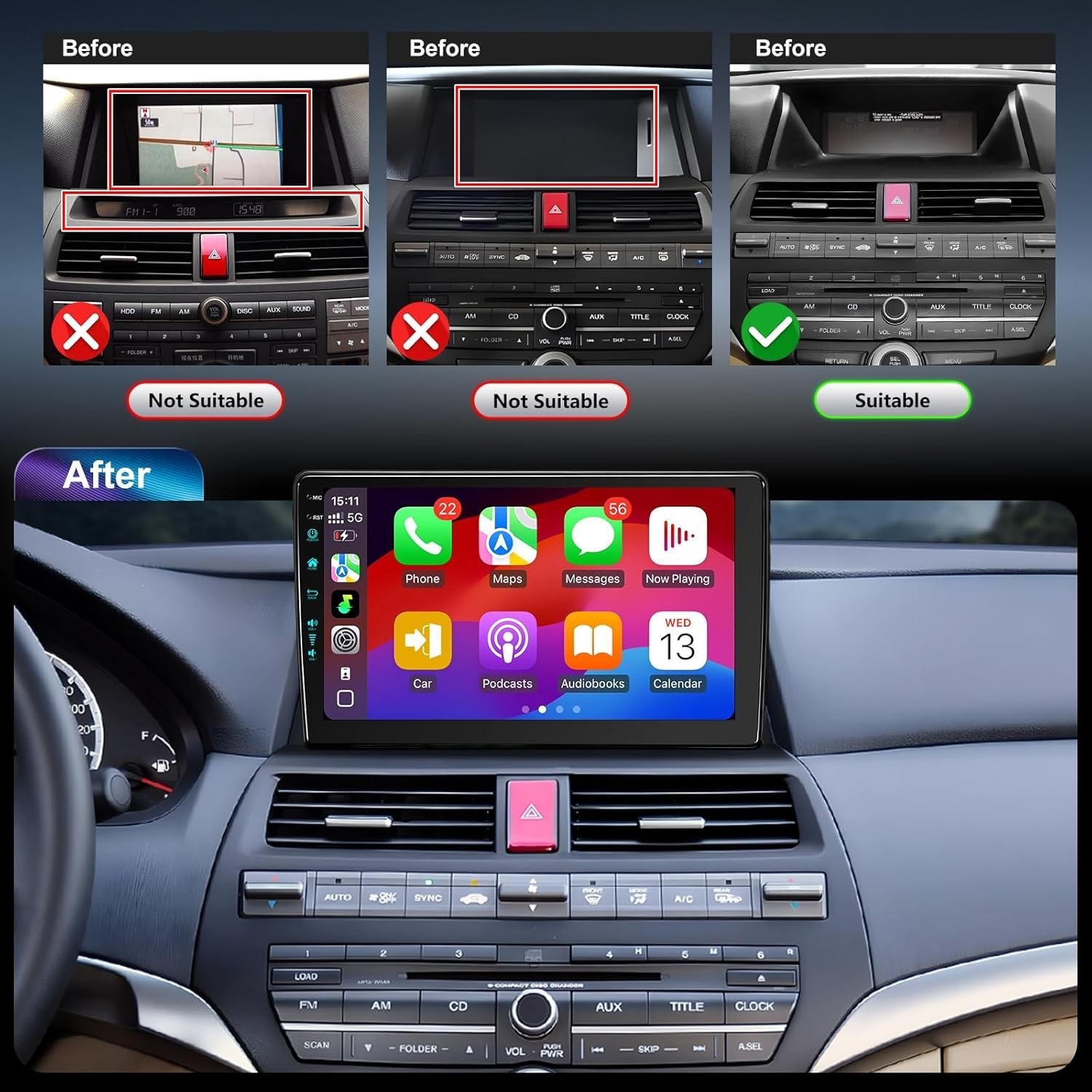 10.2″ Car Radio Stereo Upgrade FOR Honda Accord 8th 2008-13 Backup Camera/BT5.4