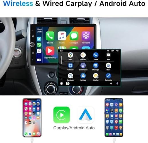 10.4″ Single Din Radio Car Stereo with Wireless CarPlay & Android 10.4 Inch