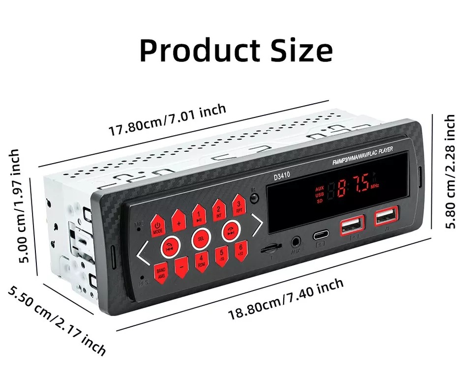 Double 2 DIN 7″ Android 14 Carplay Car Stereo GPS NAV Radio 4+64G Bluetooth+AHD