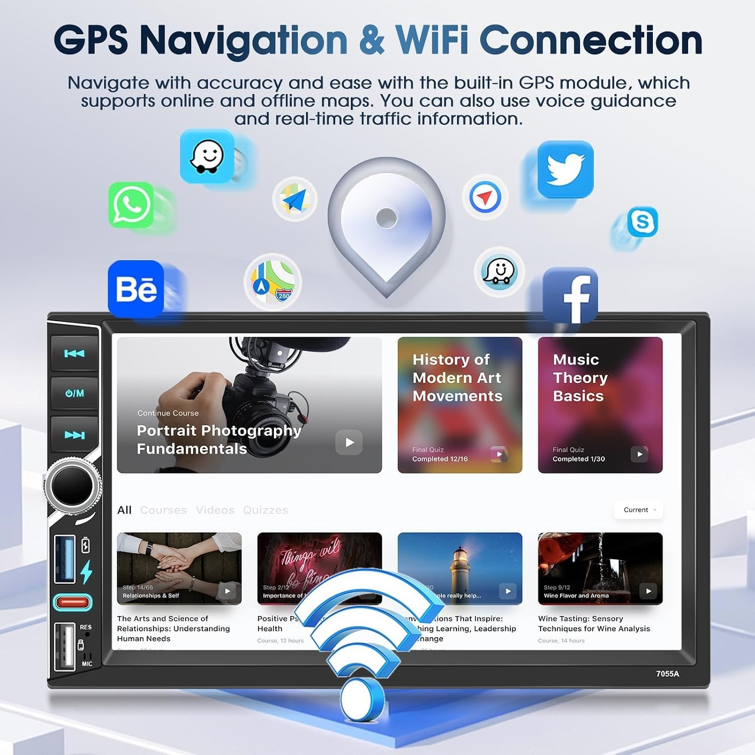 7 Inch 8 Core [4+64G] Double Din Car Stereo Radio Touch Screen Bluetooth Audi…